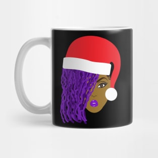 Purple Locs Santa Hat Black Girl Mug